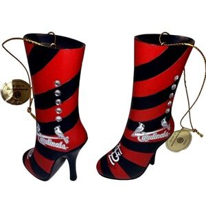 Bradford Exchange MLB St. Louis Cardinals Boot Ornament Rhinestone Decor Holiday